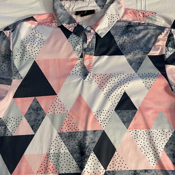 Yatta Golf Shirt Men's Large Multicolor geometric Polo Performance Stretch - Picture 2 of 4